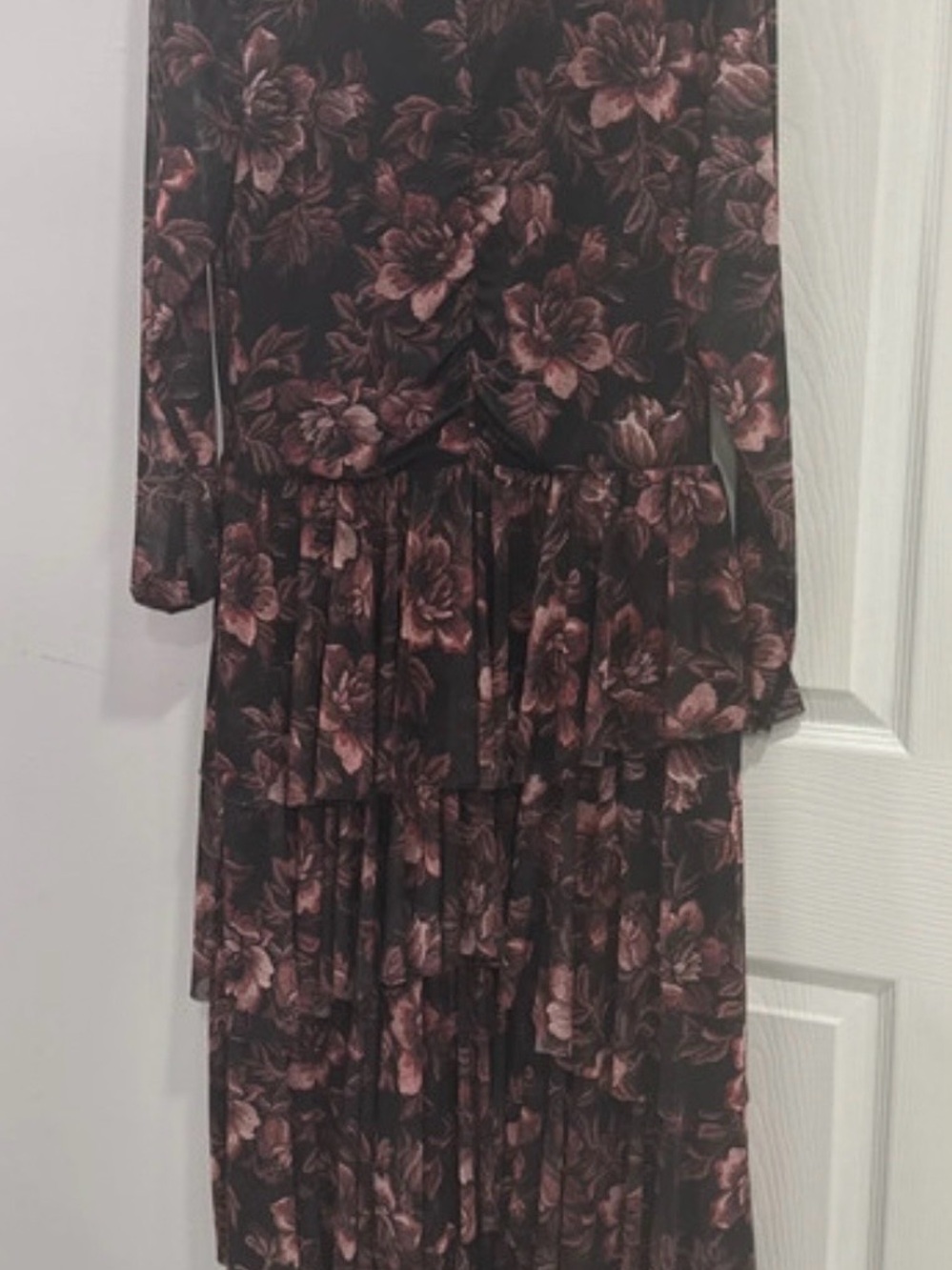 Ted Baker Black Maxi Dress with Dusty Rose Floral Print